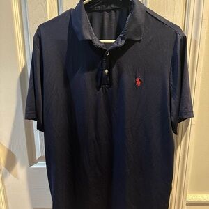 Ralph‎ Lauren Classic For Performance Polo Shirt Navy Red Pony M Polyester Blend